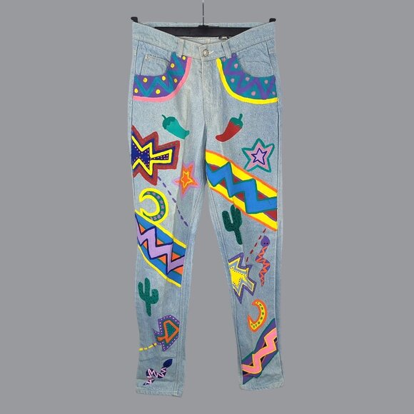 Liz Wear Denim - Vintage Art to Wear Jeans 10 Hand Painted